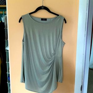 Tahari asymmetrical ruched tank sage green L